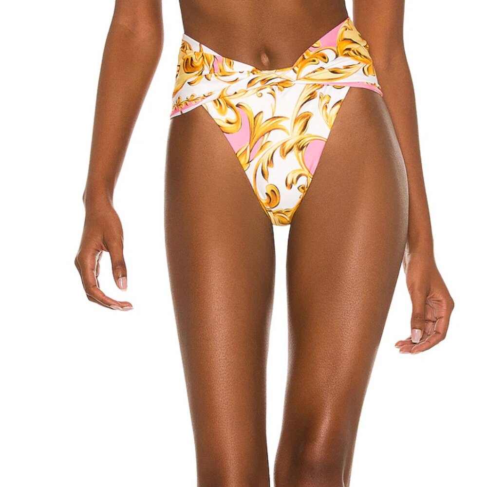 Agua Bendita X REVOLVE Lily Bikini Bottom in Pink Brocade - Like New